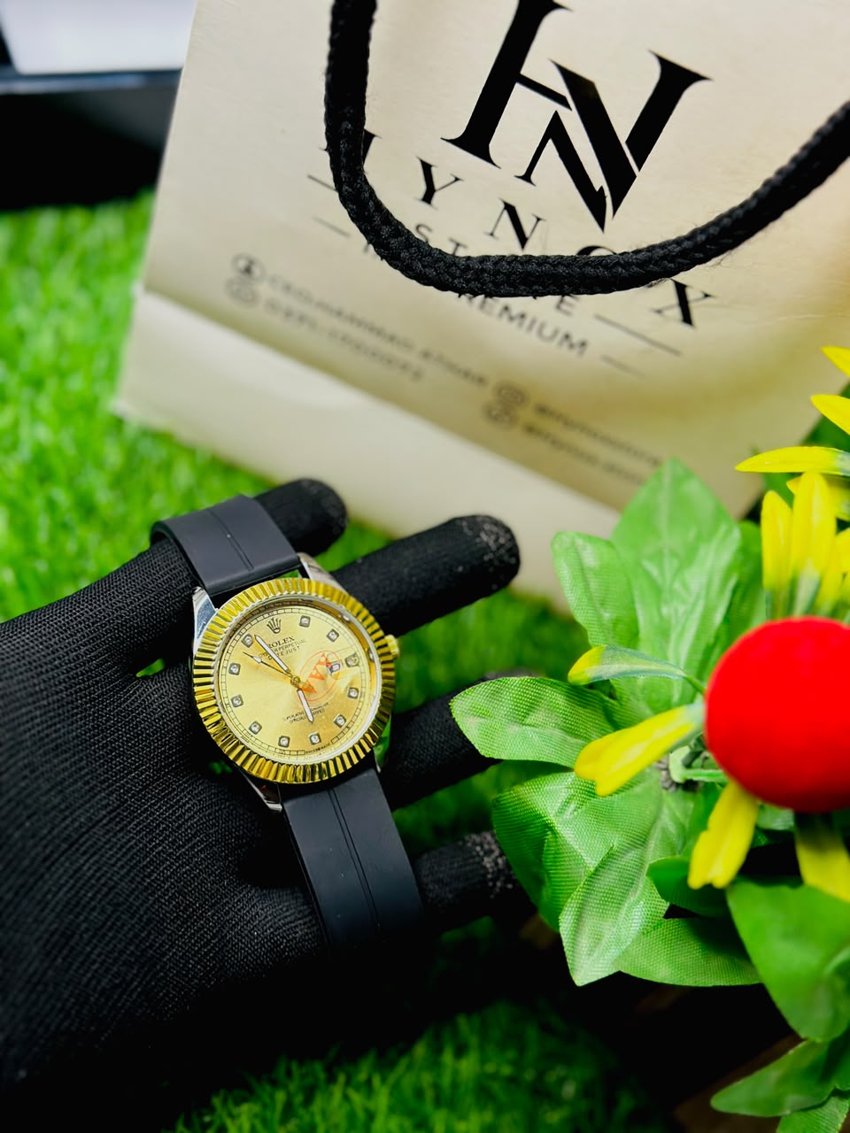 Rollie Oyster perpetual Datejust Gold Edition -silicon strap with premium dial - Image 2