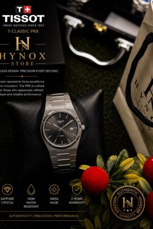 Tissot-PRX Silver stainless steel Quartz Black with master lock